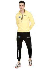Lycra Printed Tracksuit for Men - Black and grey, M