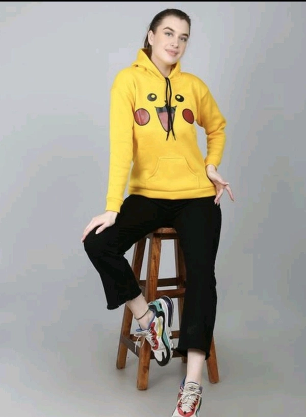 Woolen Hoodie for Women - Yellow, L