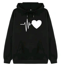 Fleece Printed Hoodie for Women - Pink, S