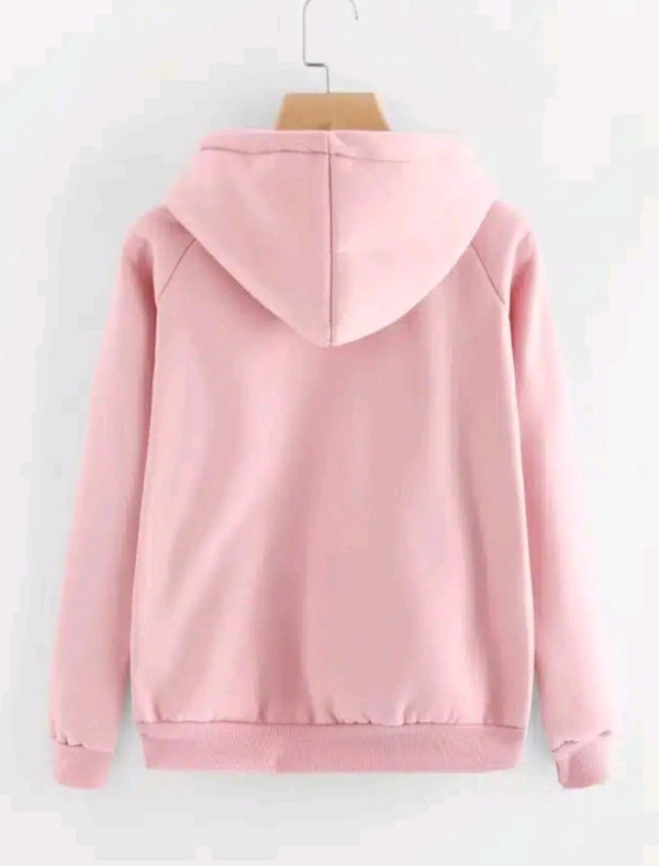 Fleece Printed Hoodie for Women - Pink, XL