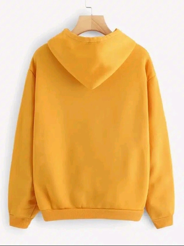 Fleece Printed Hoodie for Women - Mustard, M