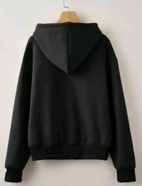 Fleece Printed Hoodie for Women - Black, L