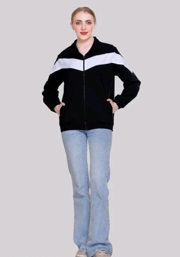 Nylon Solid Jackets for Women (Black) - Black, M