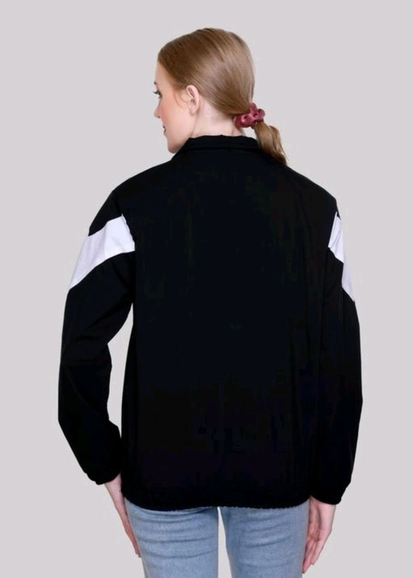 Nylon Solid Jackets for Women (Black) - Black, M