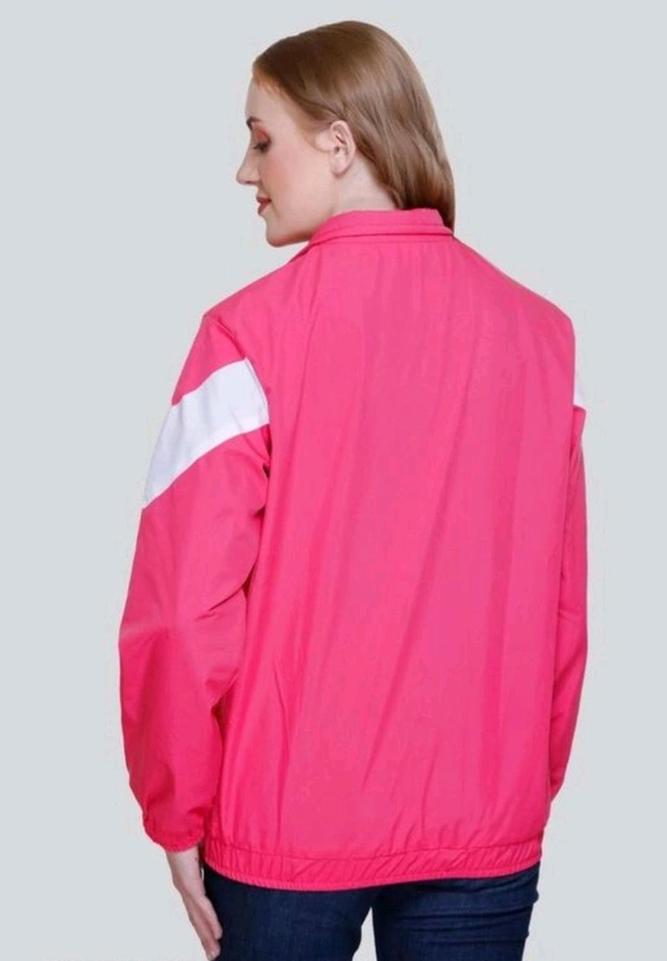 Nylon Solid Jackets for Women (Pink) - Pink, XL