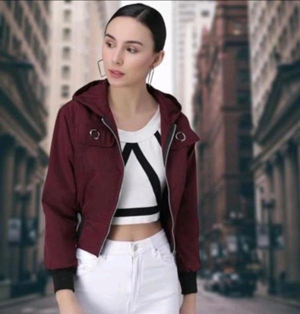 Polyester Jacket for Women (Maroon) - Maroon, L