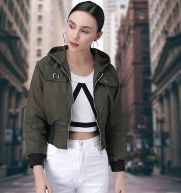 Polyester Jacket for Women (Olive) - Olive, L