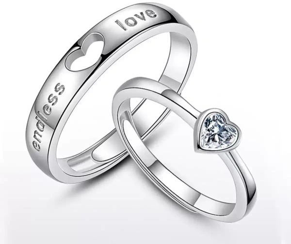 Stainless Steel, Brass, Metal Ring Set - Adjustable, Silver