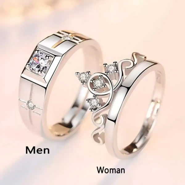 Stainless Steel, Brass, Stone, Metal, Copper Ring Set - Adjustable, Silver