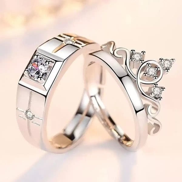 Stainless Steel, Brass, Stone, Metal, Copper Ring Set - Adjustable, Silver