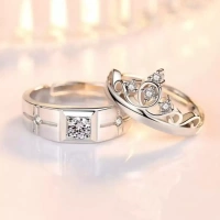 Stainless Steel, Brass, Stone, Metal, Copper Ring Set - Adjustable, Silver