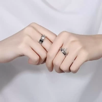 Stainless Steel, Brass, Stone, Metal, Copper Ring Set - Adjustable, Silver