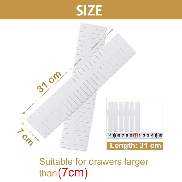 6 Pcs Adjustable Stretchable Interlocking Drawer Clapboard Divider/Grid Closet Sorting Partition/Plastic Strips Separators Cabinet Storage Box Socks/Makeup