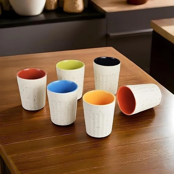 Tibros Ceramics Multicolor Tumbler Set – Set of 6 | Elegant & Versatile Tea Cups for Every Occasion