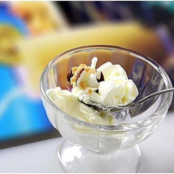 Set of 6, Glass Ice Cream Desert Serving Unique Design Glass Bowl, Pudding Dessert Icecream Cups, 140 ML Each