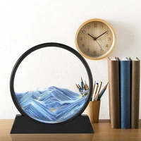 3D Deep Sea Moving Sand Art Picture – Round Glass Sandscape Frame with Flowing Liquid Motion, Relaxing Decor for Home, Office & Desktop Display, Perfect Gift for Kids & Adults