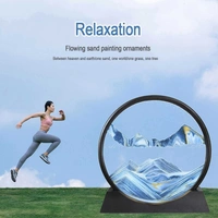 3D Deep Sea Moving Sand Art Picture – Round Glass Sandscape Frame with Flowing Liquid Motion, Relaxing Decor for Home, Office & Desktop Display, Perfect Gift for Kids & Adults