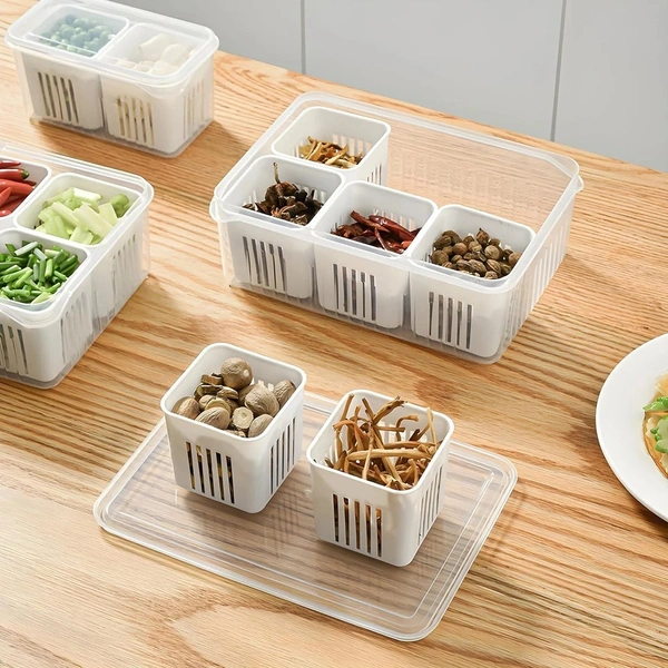Fridge Storage Box & Freezer Storage Container – Kitchen Storage Set for Vegetables, Draining Crisper, Refrigerator Food Box (1 PC)