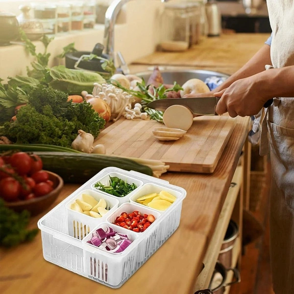 Fridge Storage Box & Freezer Storage Container – Kitchen Storage Set for Vegetables, Draining Crisper, Refrigerator Food Box (1 PC)