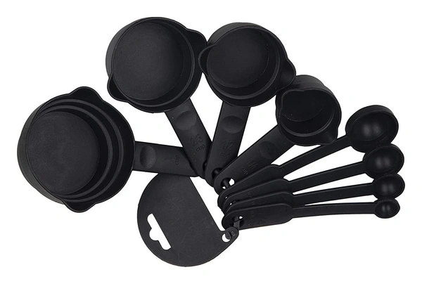 Plastic Measuring Cups and Spoons (8 Pcs, Black)