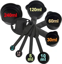 Plastic Measuring Cups and Spoons (8 Pcs, Black)