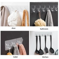 6 Hook - Adhesive Transparent Heavy Duty Wall Hook | Hooks Strip for Wall