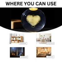 (Love Heart) 3D Galaxy Crystal Ball Night Lamp, Glass Ball Night LED Lamp with Wooden Base, USB Table light, for Home Office Decorations, Gifts for Men, Women and Kids - Love Heart