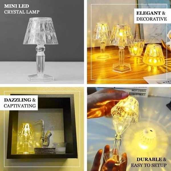 (Pack of 2) LED Table Lamp Mini Projection Lamp for Night Light - Transparent