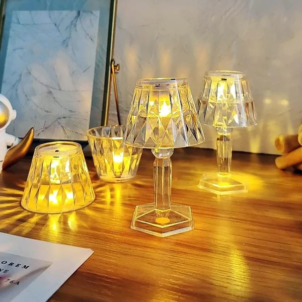 (Pack of 2) LED Table Lamp Mini Projection Lamp for Night Light - Transparent