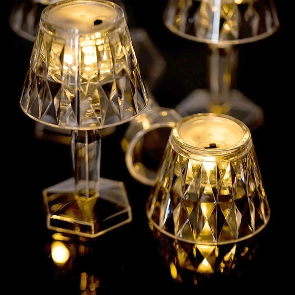 (Pack of 2) LED Table Lamp Mini Projection Lamp for Night Light - Transparent