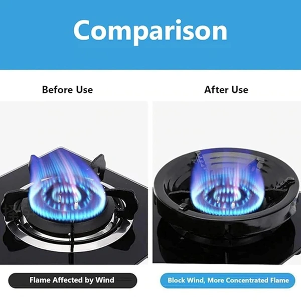 Pack Of 2 Black Gas Saver Burner Stand Gas Chula Burner Gas Saver Stand Jali Ring Fire & Windproof Energy Saving, Gas Chula Support Stand 4 Legs Supported For Indian Gas - Black