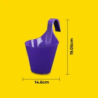 Plastic Hanging Planters - 6 Pcs (8 Inch, 3 Color) | Durable Round Flower Hanging Pots | Hanging Planters for Home Plants | Hooked Hanging Pots for Home & Balcony Garden