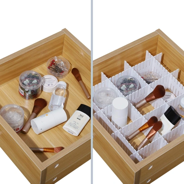 6 Pcs Adjustable Stretchable Interlocking Drawer Clapboard Divider/Grid Closet Sorting Partition/Plastic Strips Separators Cabinet Storage Box Socks/Makeup