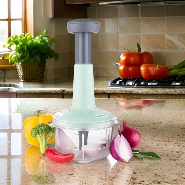 Blade Food Chopper Manual Hand-Press Vegetable Chopper Mixer Cutter (800ml)