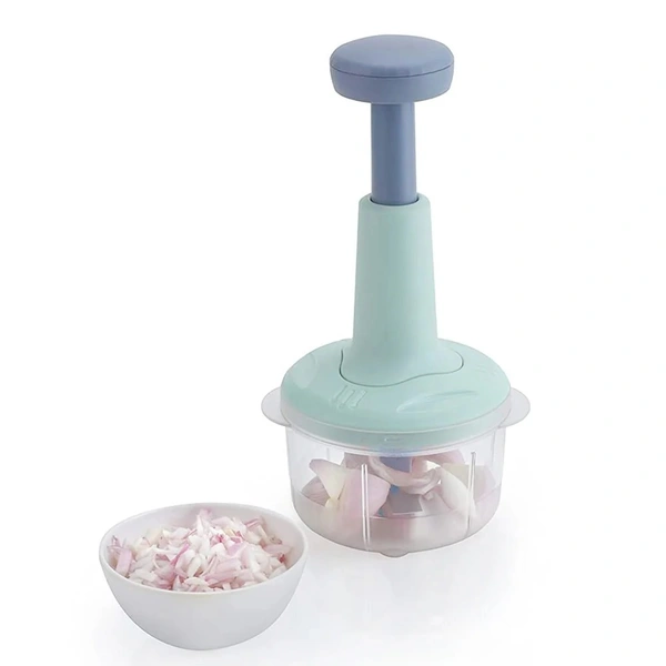 Blade Food Chopper Manual Hand-Press Vegetable Chopper Mixer Cutter (800ml)