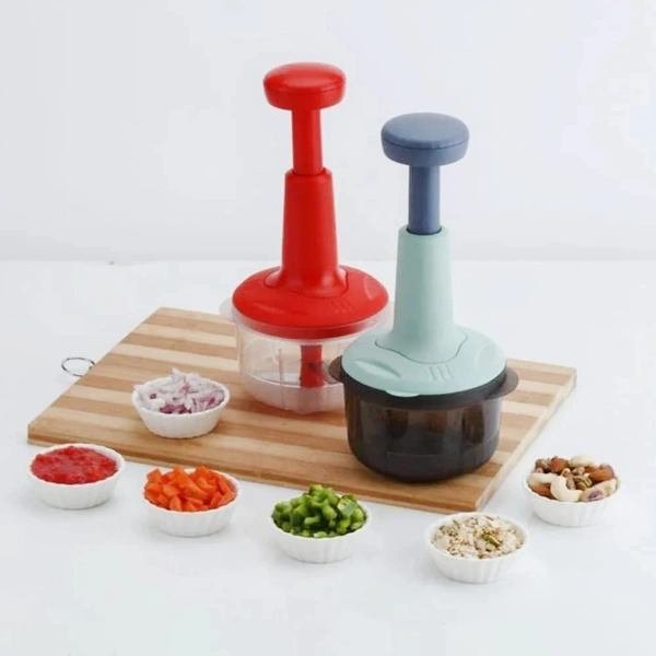 Blade Food Chopper Manual Hand-Press Vegetable Chopper Mixer Cutter (800ml)