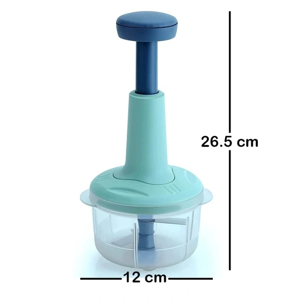 Blade Food Chopper Manual Hand-Press Vegetable Chopper Mixer Cutter (800ml)