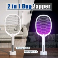 2-in-1-Mosquito Racket Rechargeable Battery Handheld Fly Swatter-(Including Stand)