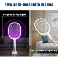 2-in-1-Mosquito Racket Rechargeable Battery Handheld Fly Swatter-(Including Stand)