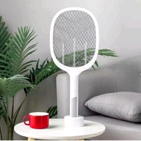 2-in-1-Mosquito Racket Rechargeable Battery Handheld Fly Swatter-(Including Stand)