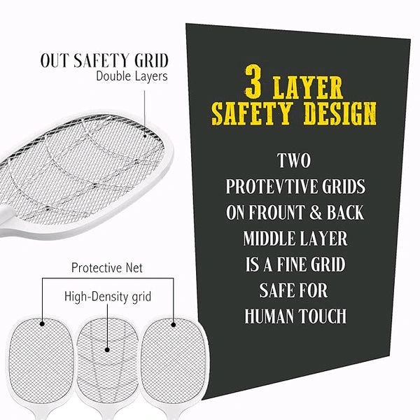 2-in-1-Mosquito Racket Rechargeable Battery Handheld Fly Swatter-(Including Stand)