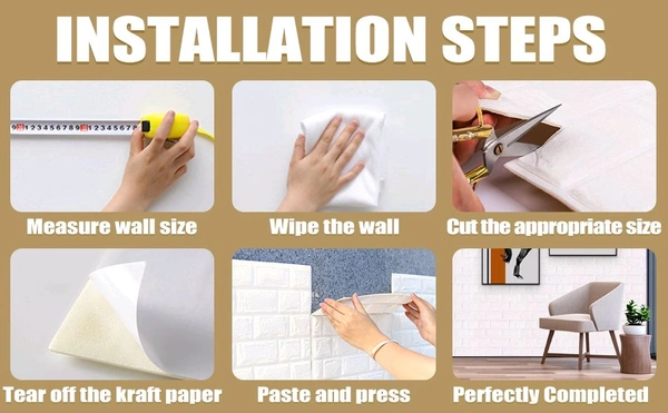 (Pack of 5) 3D Brick White Wallpaper PE Foam self Adhesive Brick Design Wall Stickers DIY Wallpaper for Home Hotel, Living Room, Bedroom, Cafe Deco White - White
