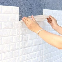 (Pack of 5) 3D Brick White Wallpaper PE Foam self Adhesive Brick Design Wall Stickers DIY Wallpaper for Home Hotel, Living Room, Bedroom, Cafe Deco White - White