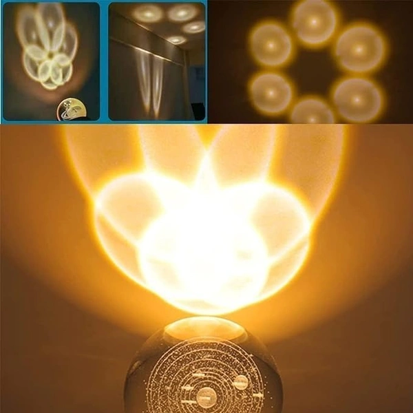 (Baby Girl) 3D Galaxy Crystal Ball Night Lamp, Glass Ball Night LED Lamp with Wooden Base, USB Table light, for Home Office Decorations, Gifts for Men, Women and Kids - Baby Girl