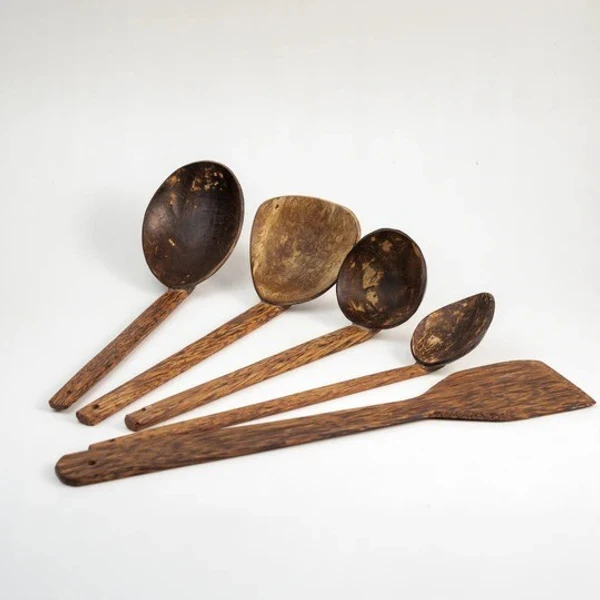 Cooking Spoon Set - Traditional Coconut shell & wood cooking Spoon Set