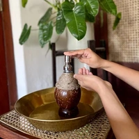 Soap Dispenser - Soap Dispenser with Metal Pump & Coir Rope Detail