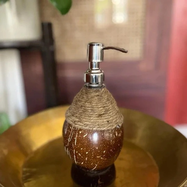 Soap Dispenser - Soap Dispenser with Metal Pump & Coir Rope Detail