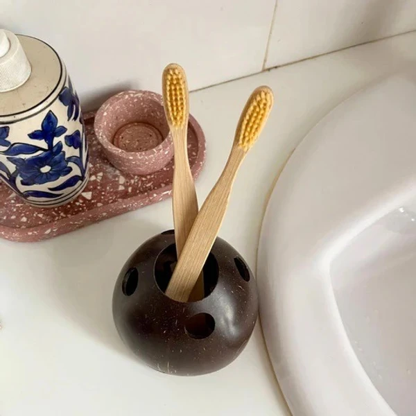 Toothbrush Holder - Eco-Friendly Coconut Shell Toothbrush Holder