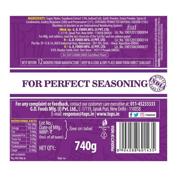 Tops Sauce Soya 740 G