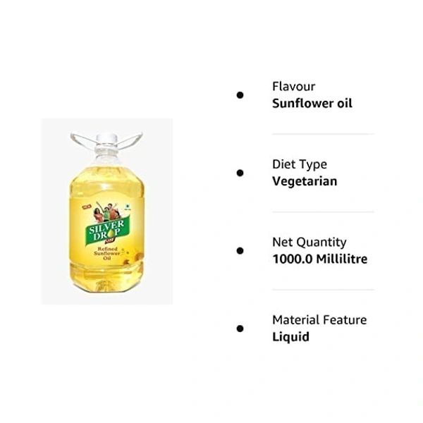 Silverdrop Refined Sunflower Oil Bottle, 5 L